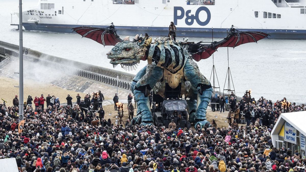 An Enormous Smoke-Spewing Dragon Roves the Streets of Calais, France