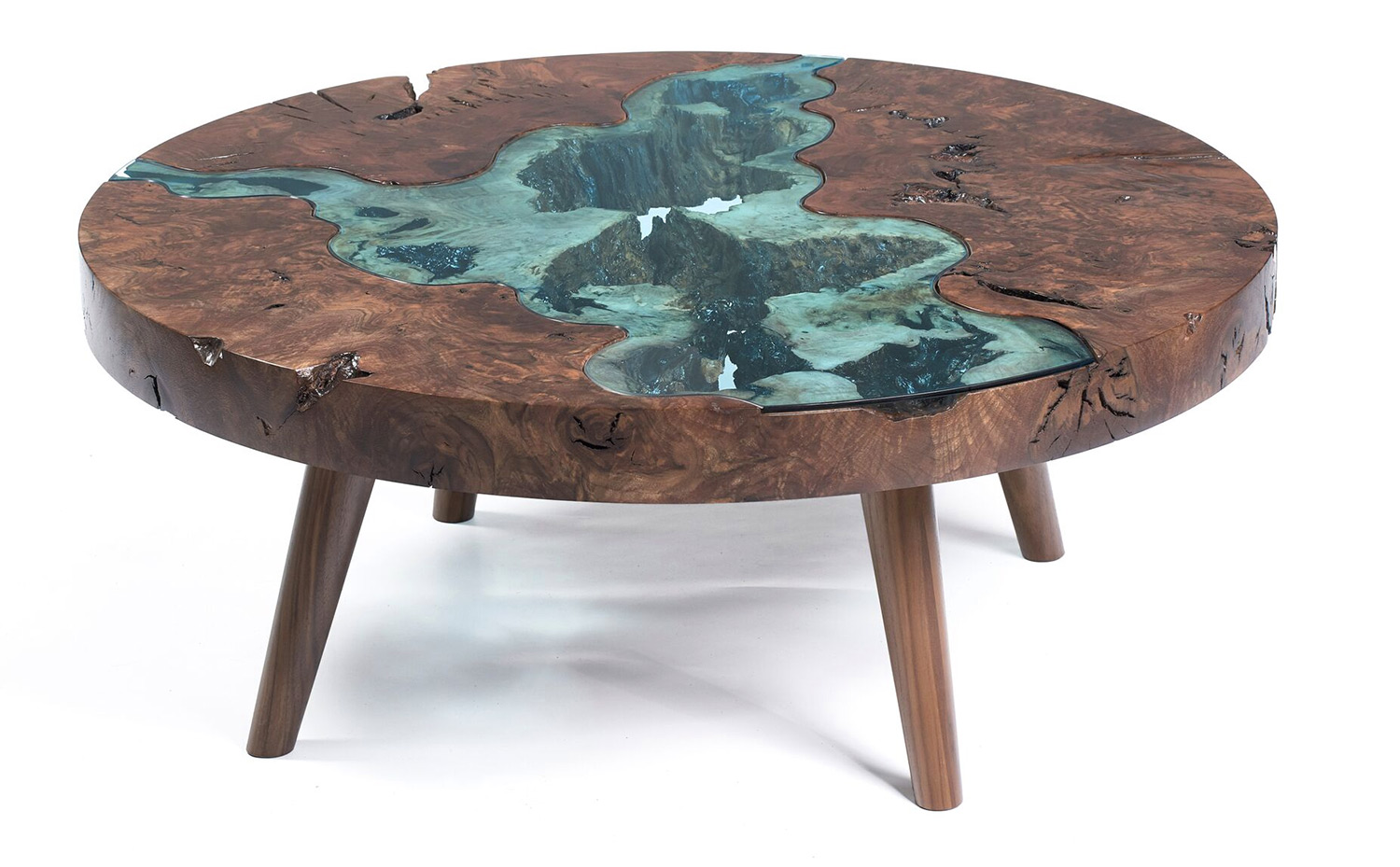 Islands of Wood Float Amidst Sea of Glass in New 『Archipelago』 Furniture by Greg Klassen