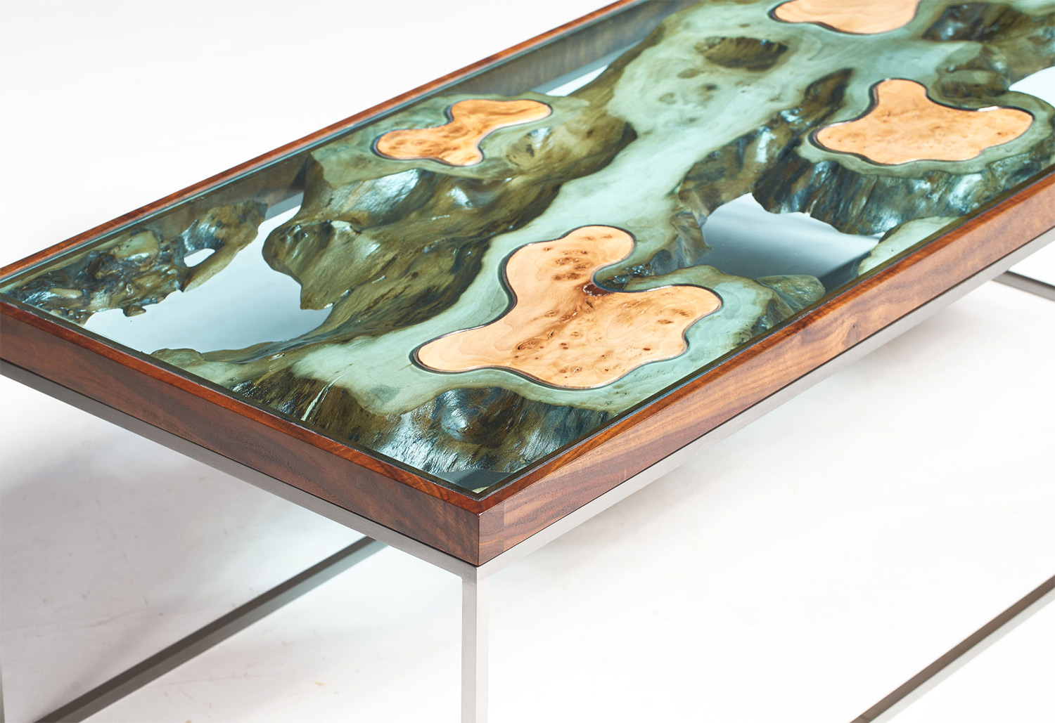 Islands of Wood Float Amidst Sea of Glass in New 『Archipelago』 Furniture by Greg Klassen