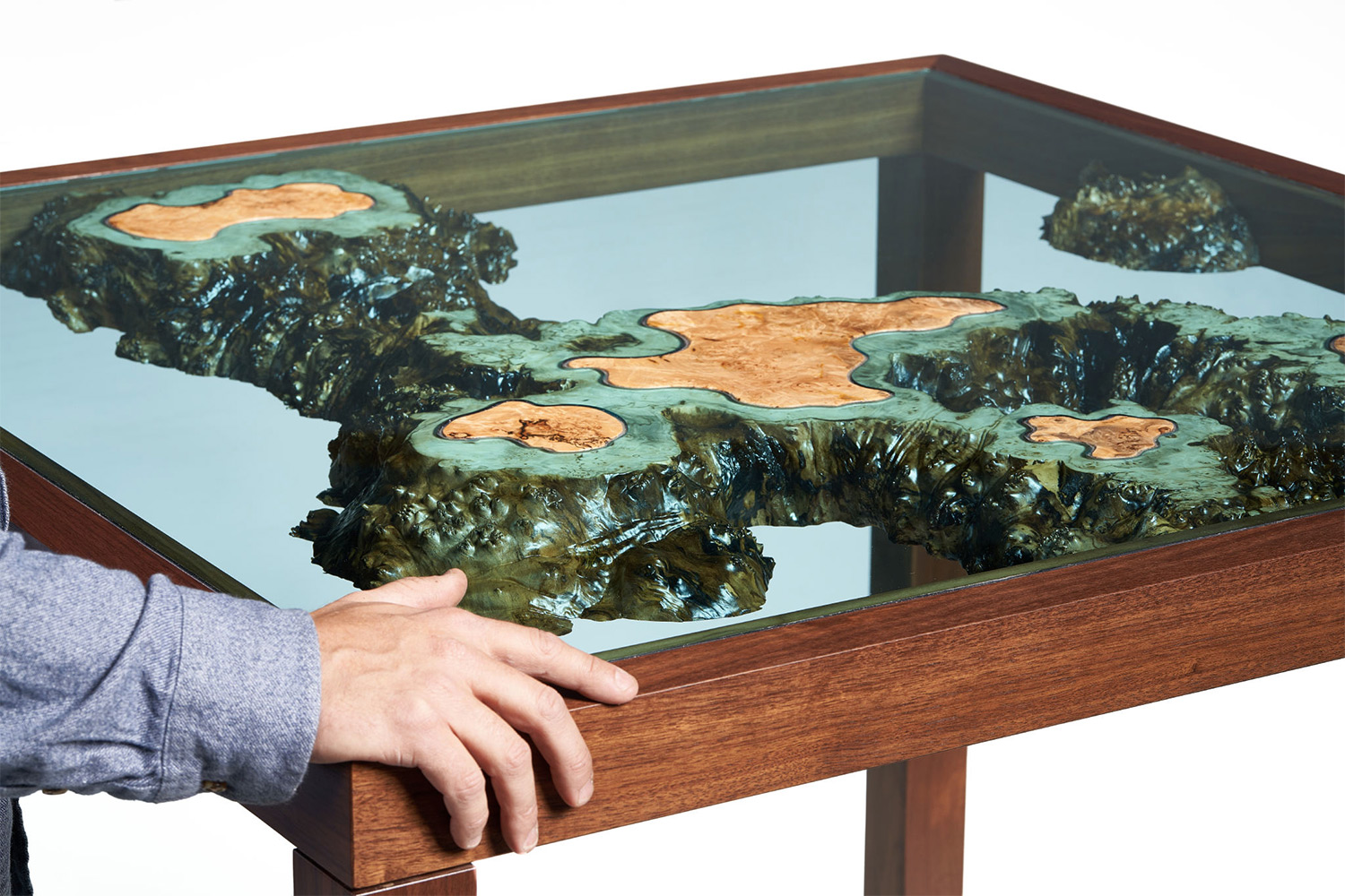 Islands of Wood Float Amidst Sea of Glass in New 『Archipelago』 Furniture by Greg Klassen