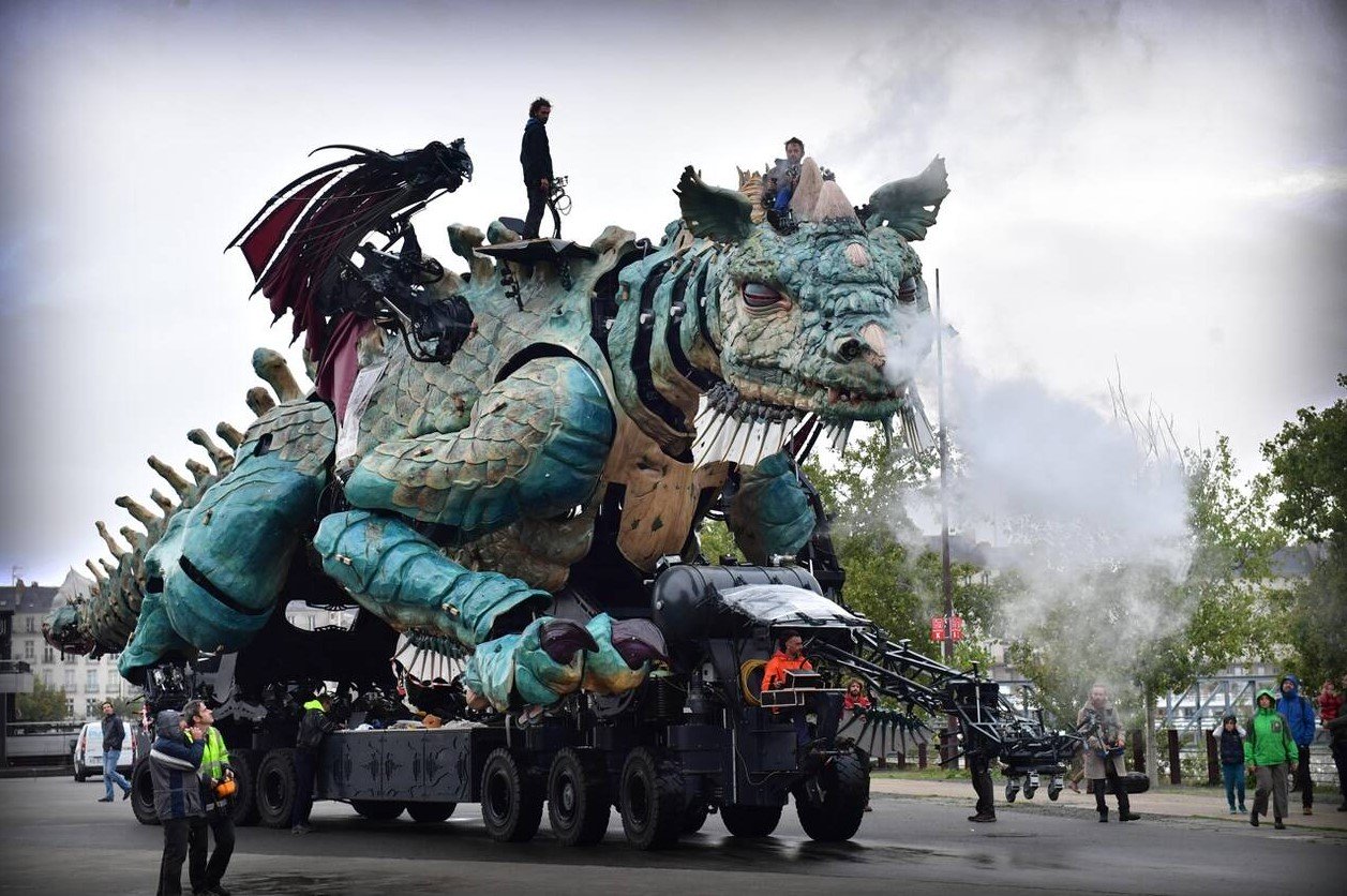 An Enormous Smoke-Spewing Dragon Roves the Streets of Calais, France