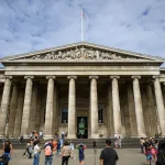 LONDON, ENGLAND - AUGUST 23: The exterior of the British Museum on August 23, 2023, in London, England. British Museum officials launched an investigation into the theft of artefacts after discovering that stolen items, comprising gold jewelry, semiprecious stones, and glass valued at up to £50,000, were being offered on eBay for as little as £40.  (Photo Leon Neal/Getty Images)