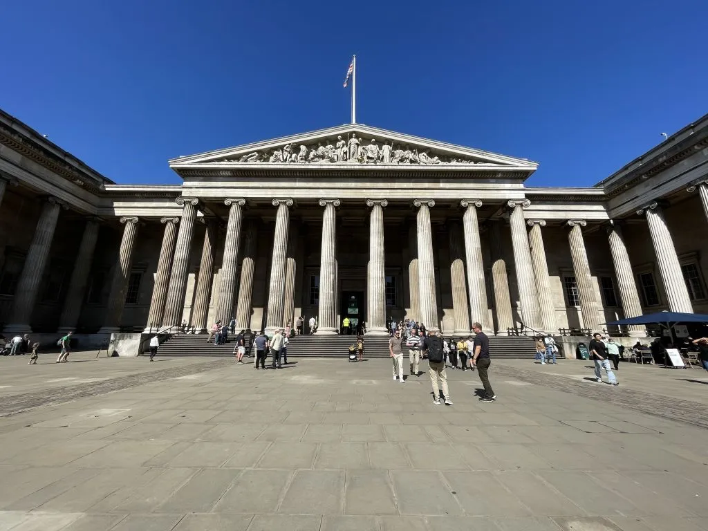 LONDON  - SEPTEMBER 05: A view of the entrance of British Museum in London, September 05, 2023. The Turkish government demanded the return of Turkish - Ottoman artifacts after the theft and disappearance of valuable artifacts in United Kingdom
