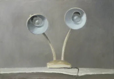 A painting of a desk lamp.