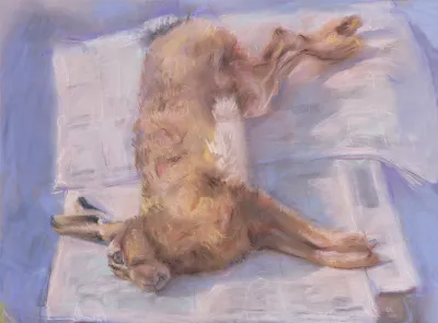 A painting of a rabbit.