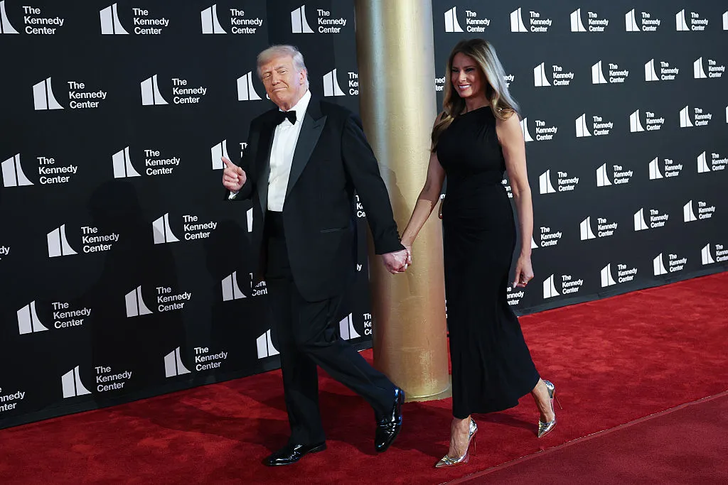 President Donald Trump and First Lady Melania Trump arrive for a performance of