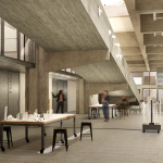 Rendering of school campus workspace.