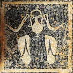 A Roman mosaic in the archaeological site of Sabratha, picturing ancient sandals 