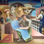 New Deal / Treasury Section of Fine Arts. Seymour Fogel, WPA mural from the Cohen Building (formerly housing the Social Security Board Building) in Washington, D.C., 1942. Fogel