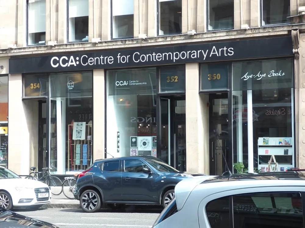Exterior of the Centre for Contemporary Arts (CCA) on Sauchiehall Street in Glasgow, Scotland.