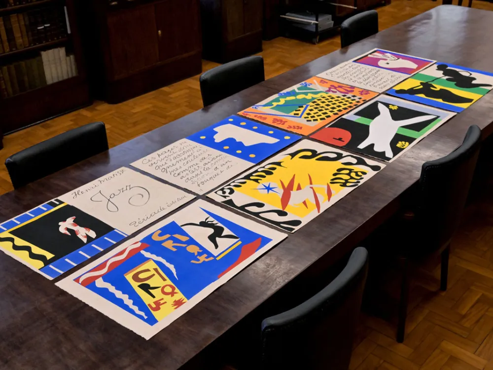 Eight art pieces by French artist Henri Matisse are displayed at Mario de Andrade Public Library in Sao Paulo, Brazil on August 14, 2026. Sao Paulo State Police recovered eight pieces by French artist Henri Matisse on August 13, 2026, which had been stolen by a gang of art thieves in December 2025 in Brazil. (Photo by Nelson ALMEIDA / AFP via Getty Images)