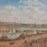 An Impressionist painting shows a port city in France.