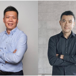 Side by side photos of Asian men. Both have short dark hair and their arms are crossed. The man on the lef tis wearing a light blue button down, the man on the right is wearing a dark gray button down.