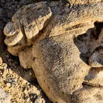 A fragment of ancient Roman statuary found at Saint-Martin-au Val sanctuary, Chartres, France, 2026